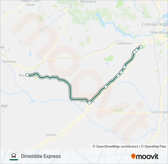 DINWIDDIE EXPRESS Bus Line Map
