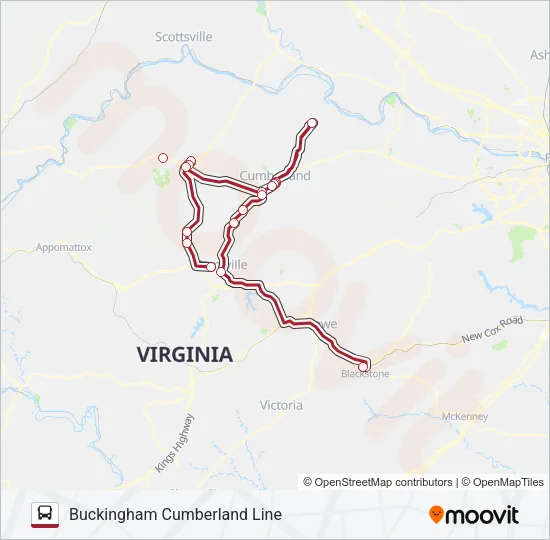 BUCKINGHAM CUMBERLAND LINE Bus Line Map