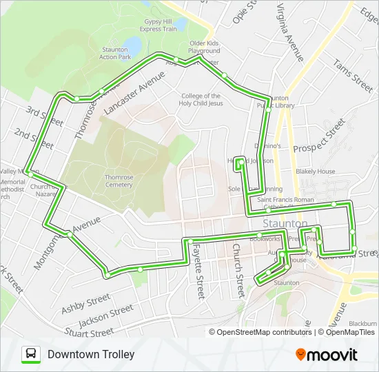 DOWNTOWN TROLLEY Bus Line Map