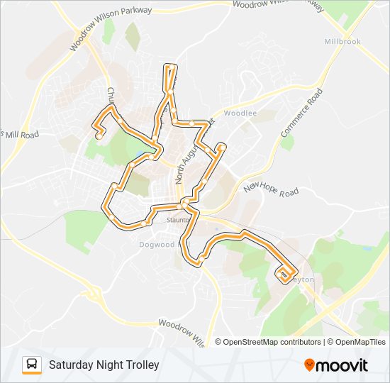 SATURDAY NIGHT TROLLEY Bus Line Map
