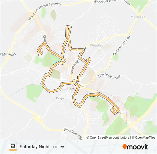 SATURDAY NIGHT TROLLEY Bus Line Map