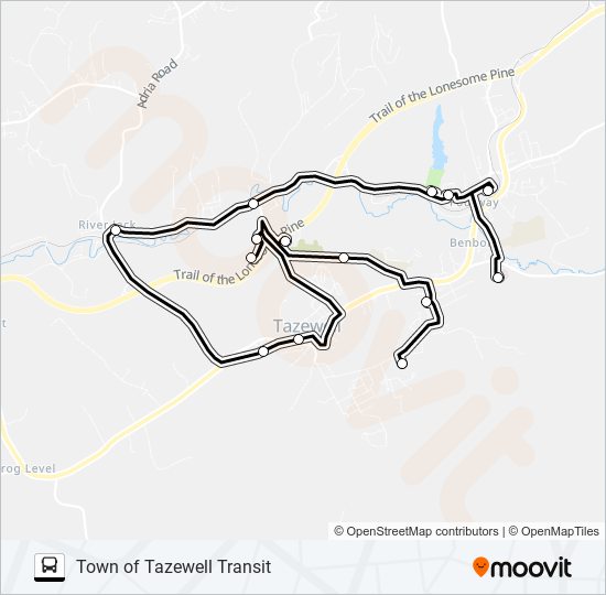 Mapa de TOWN OF TAZEWELL TRANSIT de autobús