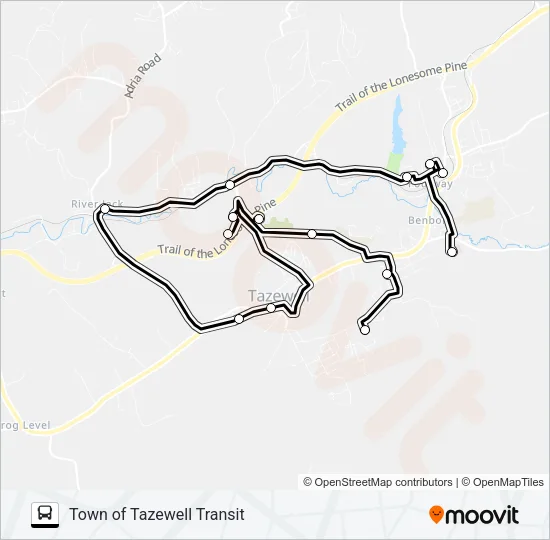 TOWN OF TAZEWELL TRANSIT Bus Line Map