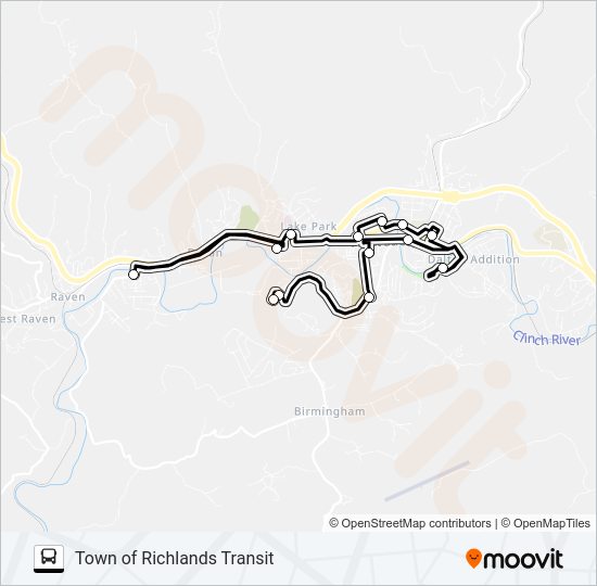 TOWN OF RICHLANDS TRANSIT Bus Line Map
