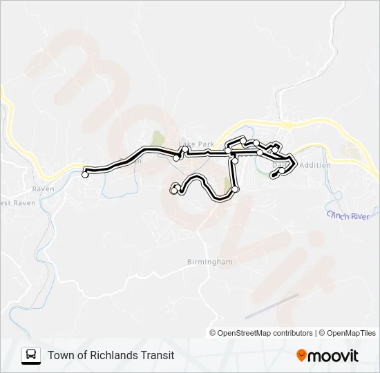 TOWN OF RICHLANDS TRANSIT Bus Line Map