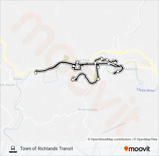TOWN OF RICHLANDS TRANSIT Bus Line Map