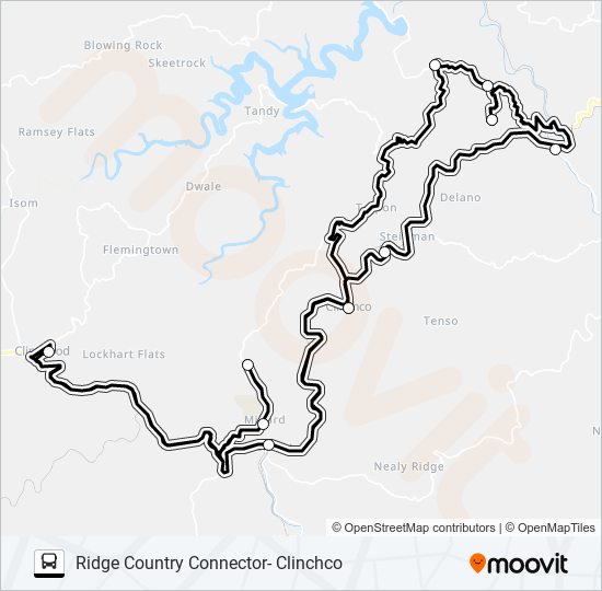 RIDGE COUNTRY CONNECTOR- CLINCHCO bus Line Map