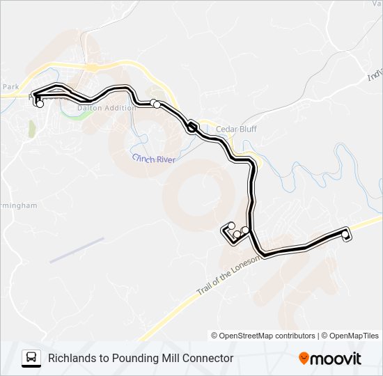 RICHLANDS TO POUNDING MILL CONNECTOR Bus Line Map