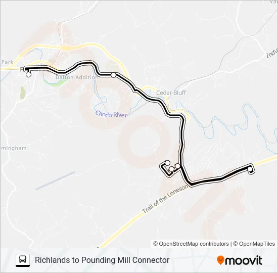 RICHLANDS TO POUNDING MILL CONNECTOR Bus Line Map