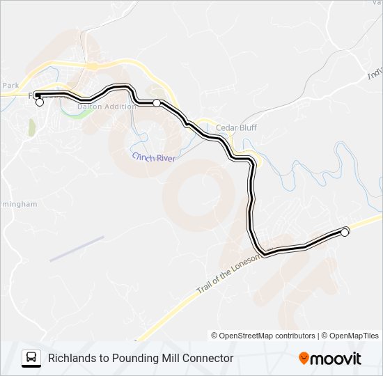RICHLANDS TO POUNDING MILL CONNECTOR Bus Line Map