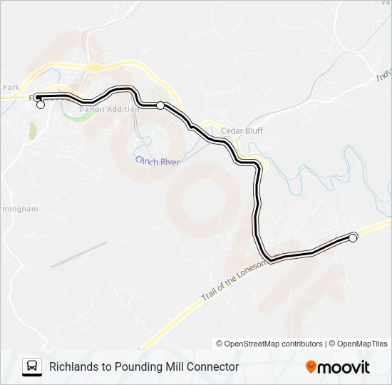 RICHLANDS TO POUNDING MILL CONNECTOR Bus Line Map