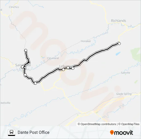 SWVCC EAGLE EXPRESS - RUSSELL COUNTY Bus Line Map