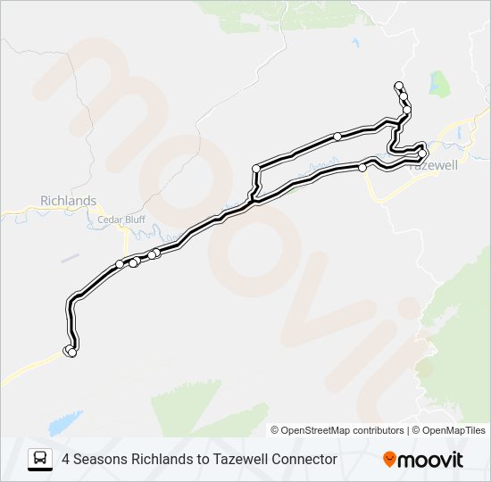 4 SEASONS RICHLANDS TO TAZEWELL CONNECTOR Bus Line Map