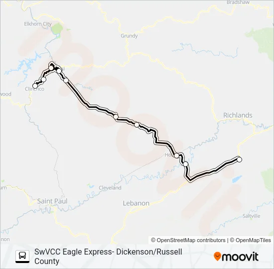 SWVCC EAGLE EXPRESS- DICKENSON/RUSSELL COUNTY Bus Line Map