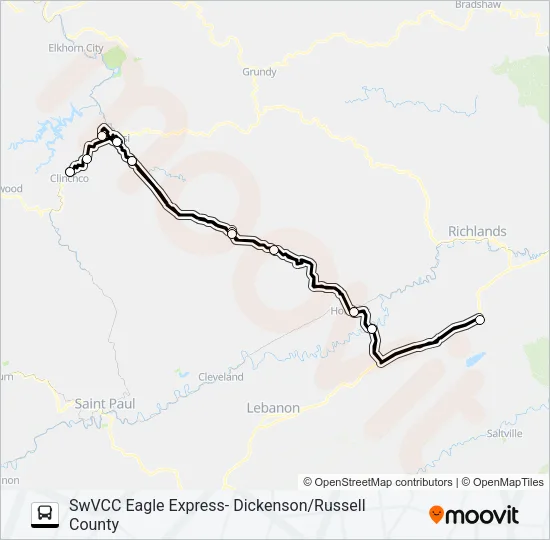 SWVCC EAGLE EXPRESS- DICKENSON/RUSSELL COUNTY Bus Line Map