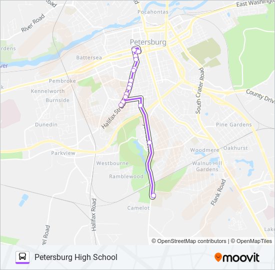 HALIFAX STREET Bus Line Map