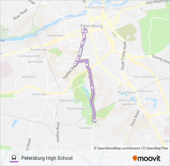 HALIFAX STREET Bus Line Map