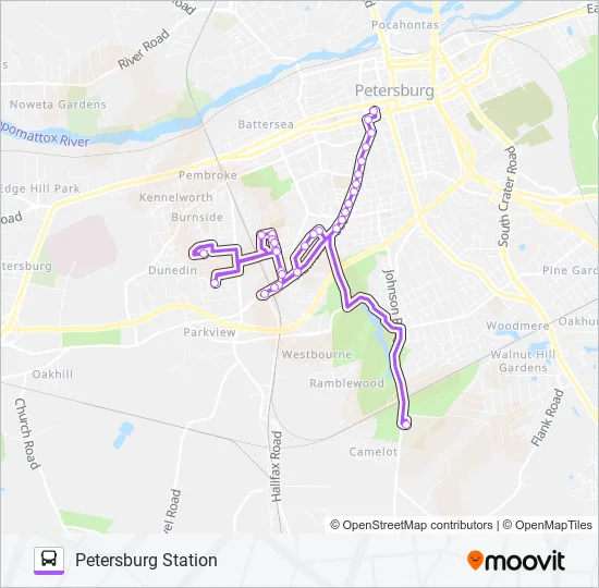 HALIFAX STREET Bus Line Map