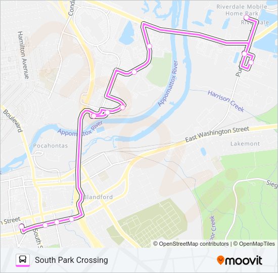 SOUTH PARK MALL Bus Line Map
