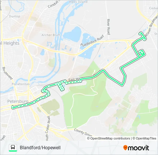 BLANDFORD/HOPEWELL Bus Line Map