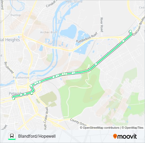 BLANDFORD/HOPEWELL Bus Line Map