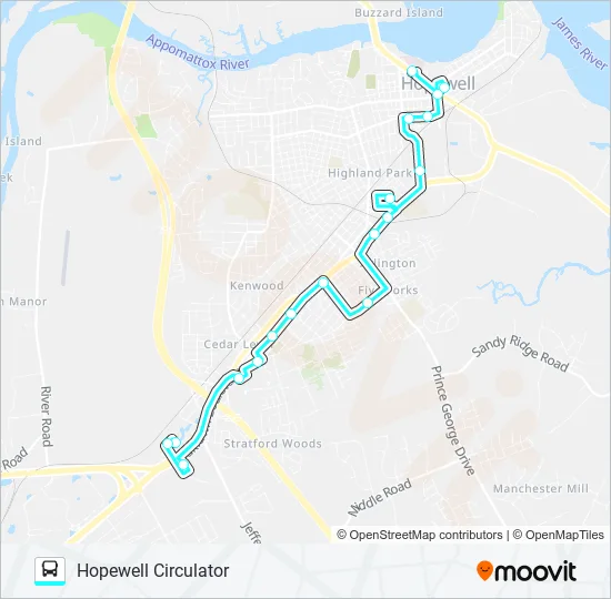 HOPEWELL CIRCULATOR Bus Line Map