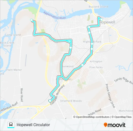 HOPEWELL CIRCULATOR Bus Line Map