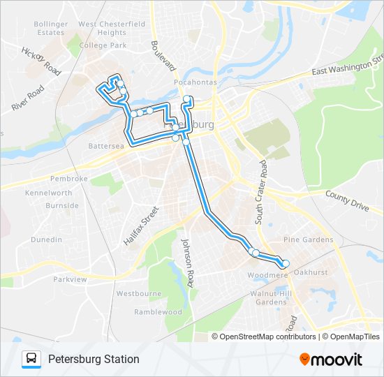 ETTRICK - VIRGINIA STATE - AMTRAK Bus Line Map