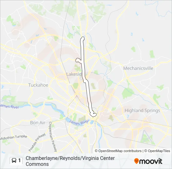 1 Bus Line Map