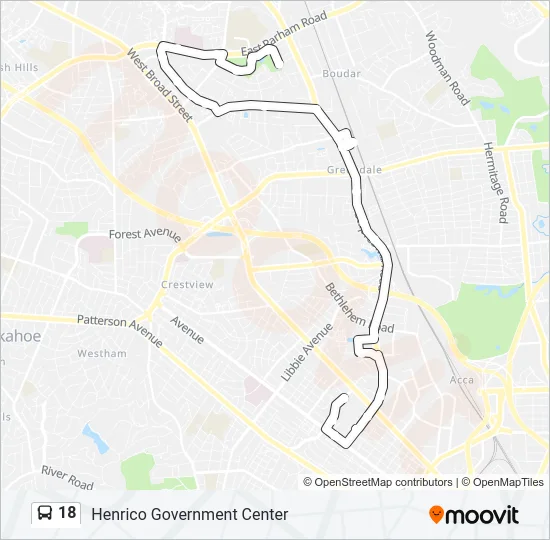 18 Bus Line Map