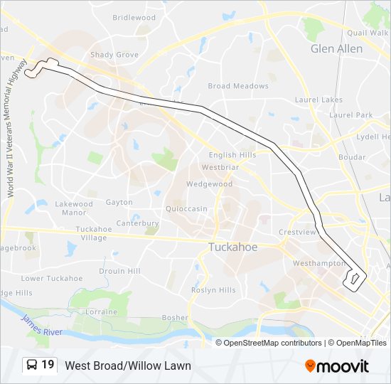 19 Bus Line Map