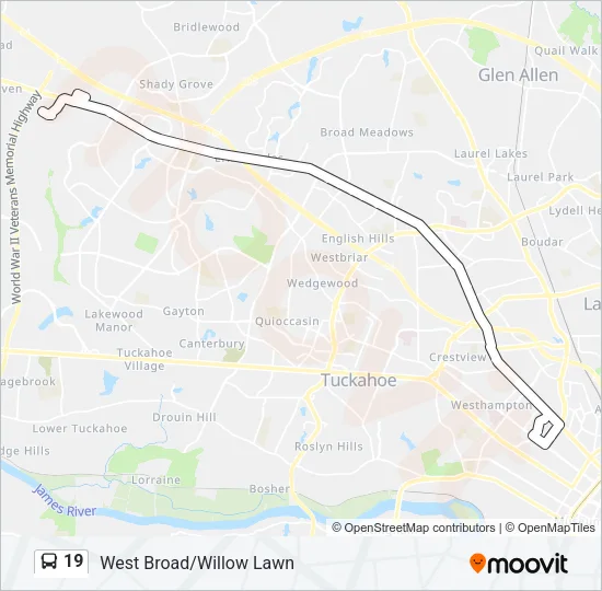 19 Bus Line Map