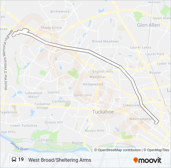19 Bus Line Map
