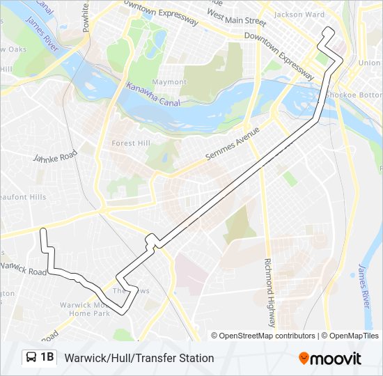 1B Bus Line Map