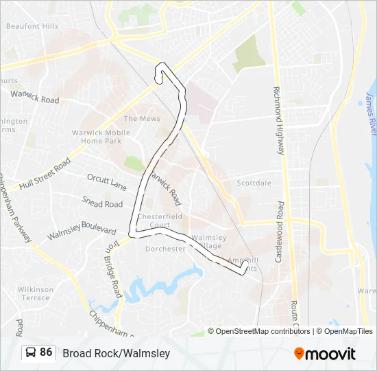 86 Bus Line Map
