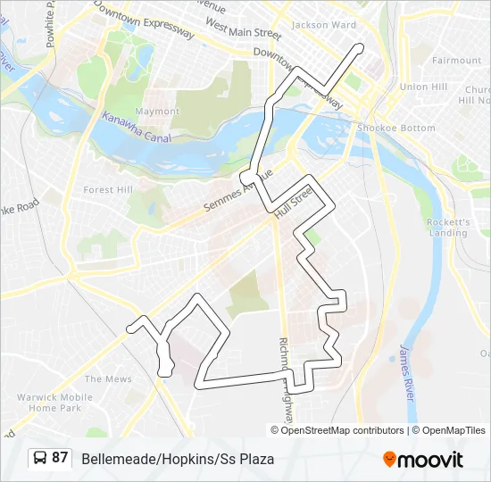 87 Bus Line Map