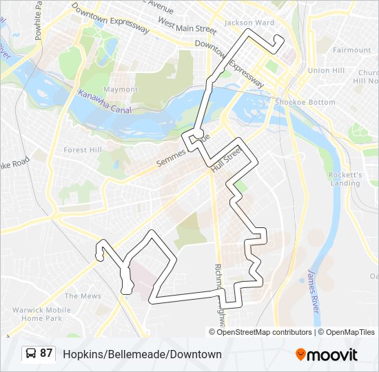 87 Bus Line Map