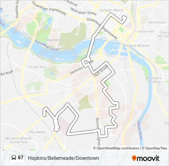 87 Bus Line Map