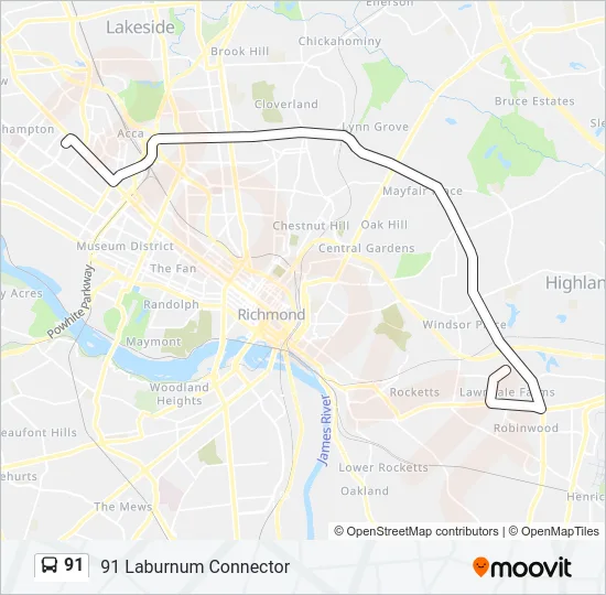 91 Bus Line Map