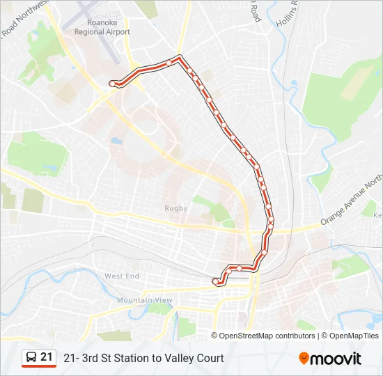 21 Bus Line Map