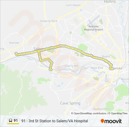91 Bus Line Map