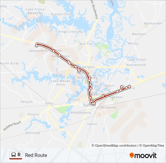R Bus Line Map