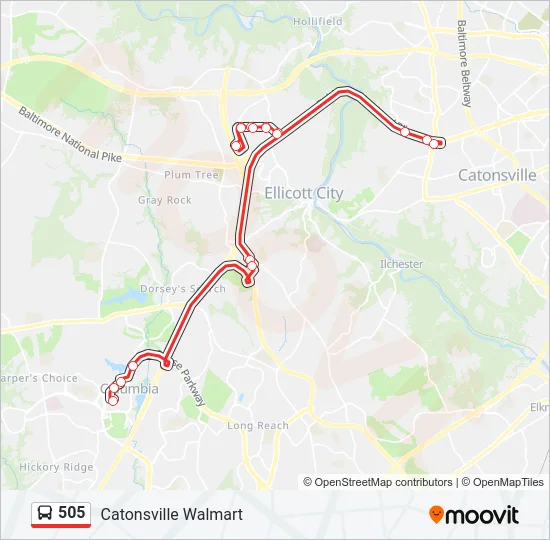 505 Bus Line Map