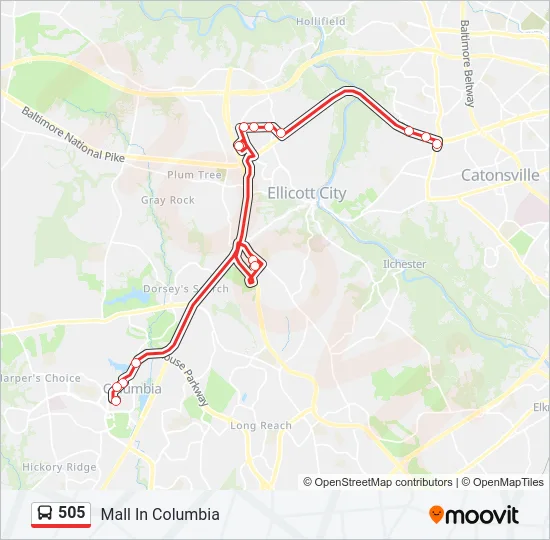 505 Bus Line Map