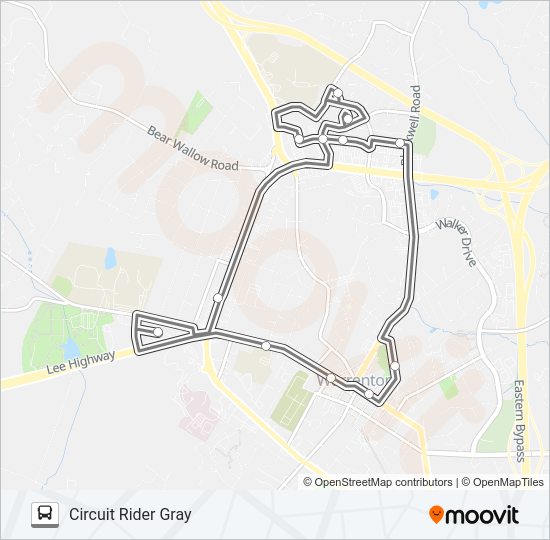 CIRCUIT RIDER GRAY Bus Line Map