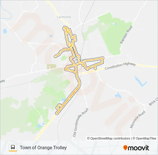 TOWN OF ORANGE TROLLEY Bus Line Map