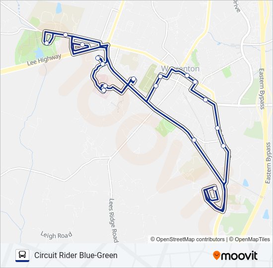 CIRCUIT RIDER BLUE-GREEN Bus Line Map