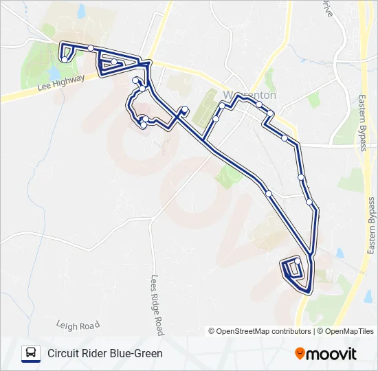 CIRCUIT RIDER BLUE-GREEN Bus Line Map
