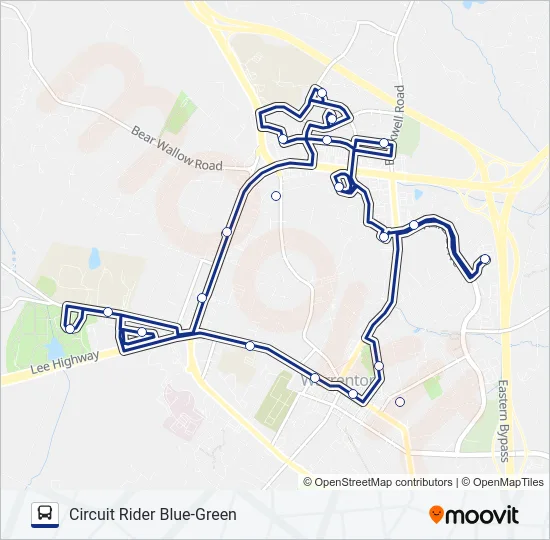 CIRCUIT RIDER BLUE-GREEN Bus Line Map