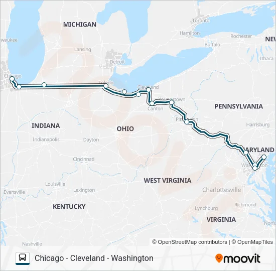 GREYHOUND US0164 Bus Line Map